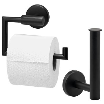 bremermann Bad-Serie PIAZZA BLACK - Toilettenpapierhalter 2er Set Edelstahl matt