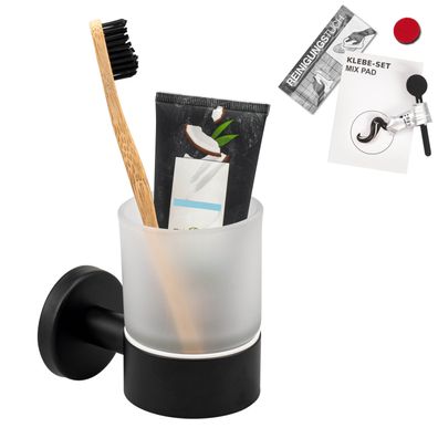 bremermann Bad-Serie PIAZZA BLACK - Glasbecherhalter, aus Edelstahl matt schwarz