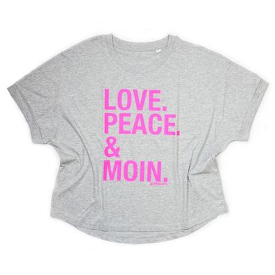Love Peace Moin T-Shirt pink hellgrau meliert goldmarie Oversize Shirt Print Motiv