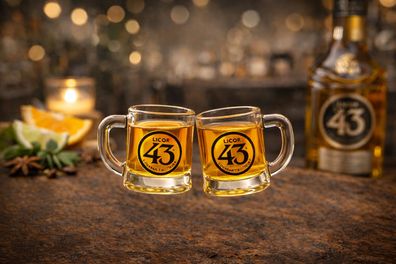 Licor 43 Minibeer Gläser 2er Set - Shotgläser / Pinnchen für 43er Likör