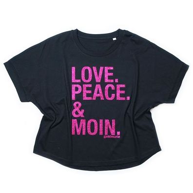 Love Peace Moin T-Shirt schwarz pink goldmarie Oversize Shirt Glitzer Print Motiv