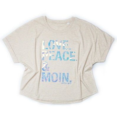 Love Peace Moin T-Shirt beige meliert goldmarie Oversize Shirt holographic Print