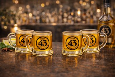 Licor 43 Minibeer Gläser 4er Set - Original 43er Shotgläser / Pinnchen für Likör Shot