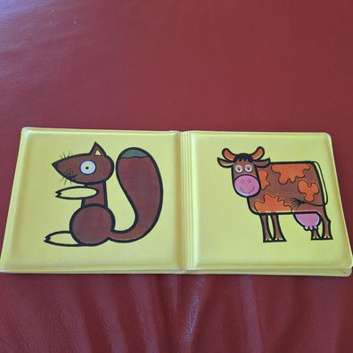 Plastebuch, Badebuch, Baby Badebuch-gelb Tiere -Original DDR