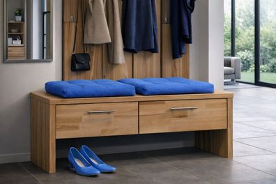 Garderobenbank 120x40x42 Flurbank zwei Schubkästen Kernbuche #512