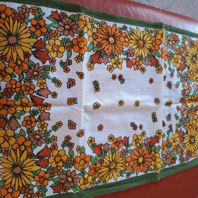Küchenhandtuch mit Motiv-Malimo Blumen Rand grün