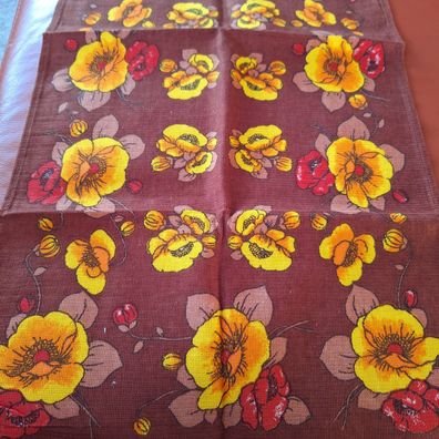 Küchenhandtuch mit Motiv-Malimo Blumen rotbraun