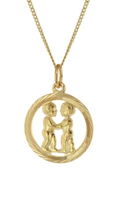 trendor Schmuck Halskette mit Zwilling Sternzeichen 333 Gold Ø 16 mm 41980-06
