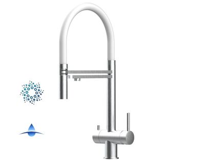 Edelstahl Massiv 4 Wege Küchenarmatur abnehmbare 2 strahl Handbrause, Gebürstet