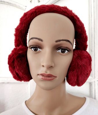 Weicher Unisex Plüsch Winter Ohrenschützer Ohrenwärmer Earmuffs in Weinrot