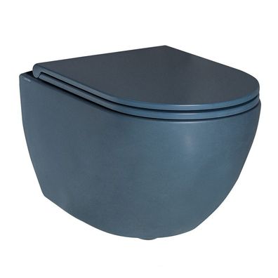 Wand WC Combi-Pack Elanda Wand-WC blue royal matt spülrandlos WC Sitz Softclose