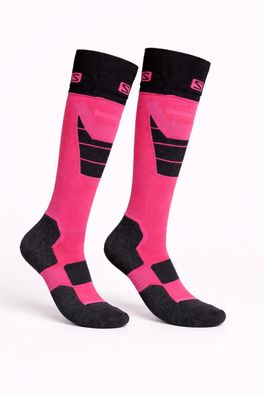 Salomon Wintersocken Damen Mädchen Merino 2 Paar Grau/Pink S-Max LD21 Skisocken Warm