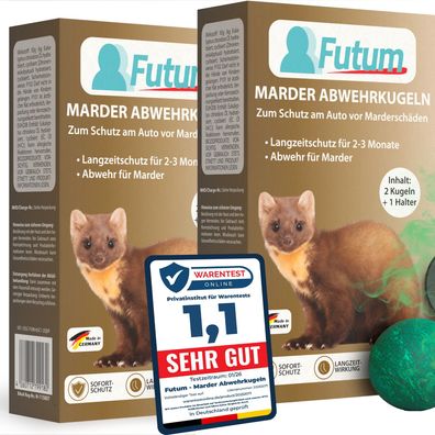 FUTUM Marderabwehr Marderschreck Marderschutz Auto 4 Marderkugeln + 2 Halter