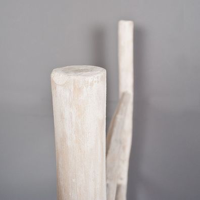 Teak Deko-Leiter KEPALA H150cm White-Wash Handtuchhalter Kleiderständer Leiter