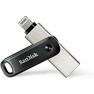 iXpand Go 256 GB (schwarz/silber, USB-A 3.2 Gen 1, Apple Lightning Connector)