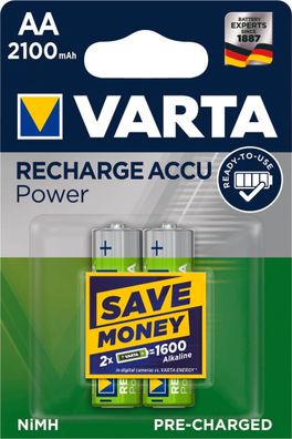 VARTA Rechargeable Akku AA Mignon 2er 2100mAh (Entladeschutz)