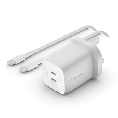 Belkin 65W Dual USB-C GaN Ladegerät mit PD und PPS + 2m Kabel