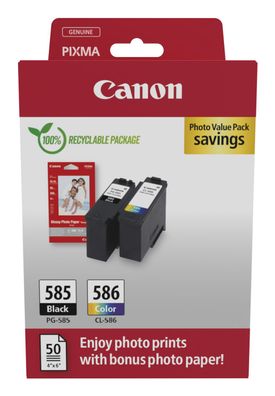 Canon PG585 + CL586 + GP501 Pixma MG Tinte+Fotopapier blk-col