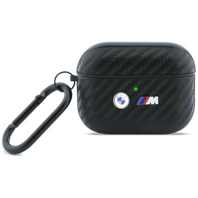 Hülle Case AirPods Pro 3 BMW Carbon-Optik schwarz Logo Metall mit Karabiner