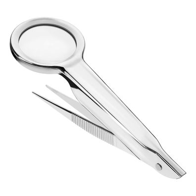 Pinzette mit Lupe Splitterpinzette und Lupe mit 4,5-facher Vergrößerung