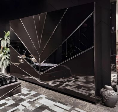 Schwarzer Kleiderschrank Designer Spiegelschrank Schlafzimmer Möbel