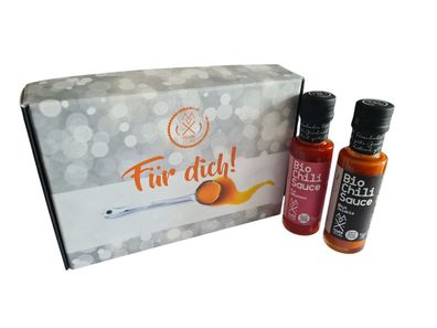 Geschenk 2er Box "Für Dich" mit Bio-Chilisauce „Pur Habanero“ und Bhut Jolokia