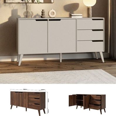 Kommode mit 3 Schubladen 2 Schränke NORDI 160 cm