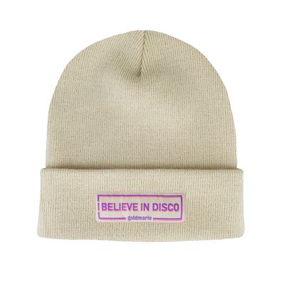 I Believe in Disco Mütze sand goldmarie Beanie Label mit Hamburg-Spirit