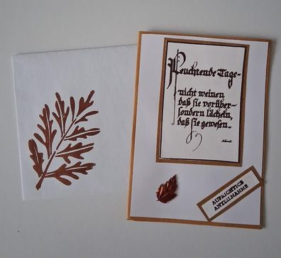 handgefertigte Trauerkartekarte, Beileidskartekarte, letzter Gruß