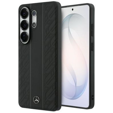 Mercedes MagSafe Hülle Galaxy S26 Ultra Echtleder schwarz Streifen Logo Metall