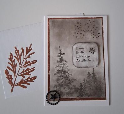 handgefertigte Trauerkarte, Beileidskartekarte, letzter Gruß