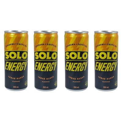 SOLO Energy Drink Lemon Mango Guarana + Caffeine 4x250 ml