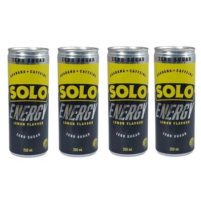 SOLO Energy Drink Lemon Zero Sugar Guarana + Caffeine 4x250 ml