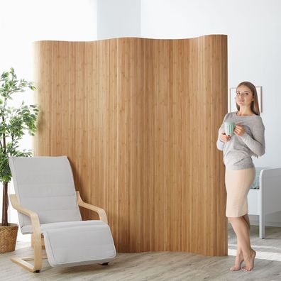 Paravent Raumteiler Trennwand Bambus Sichtschutz braun