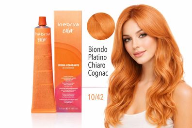 Inebrya Color 10/42 Light Platin Cognac Blond Haarfarbe Creme-Koloration 100 ml