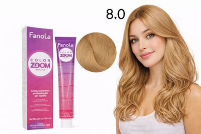 Fanola Color Zoom 8.0 Hellblond Natur Haarfarbcreme 10 Minuten, 100 ml