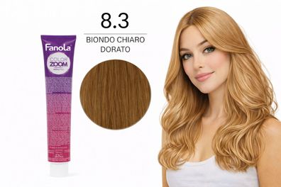 Fanola Color Zoom 8.3 Hellblond Gold Haarfarbcreme 10 Minuten, 100 ml
