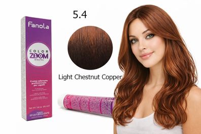 Fanola Color Zoom 5.4 Hellbraun Kupfer Haarfarbcreme 10 Minuten, 100 ml
