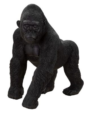 Dekofigur Gorilla stehend auf vier Pfoten Tierfigur in Schwarz H 37,5 cm