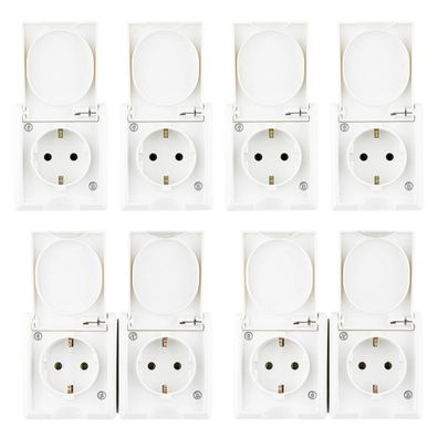 Feuchtraum Einzel- Doppel-Steckdosen Set Aufputz IP44 Weiß 6 teilig AquaForm REV