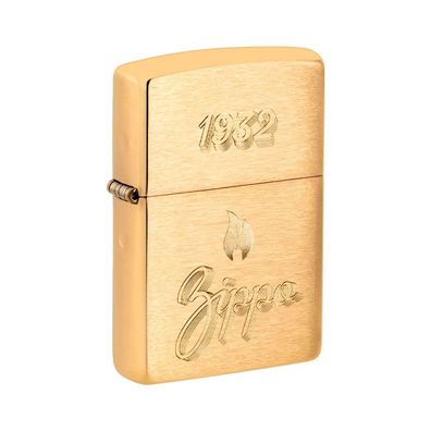 Zippo Benzin-Feuerzeug messing gebürstet gelasert Vintage Zippo, unbefüllt 60007704