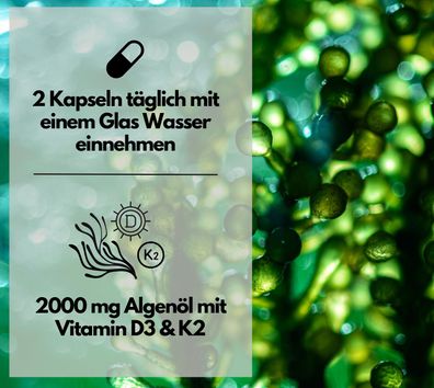 EXVital® Omega 3 + D3 & K2 Kapseln aus Algenöl, hochdosiert & vegan, 120 Stück