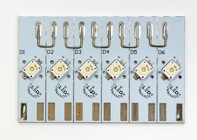 6 Osram LEDs Golden Dragon plus 6500 K kalweiß biegbarer Leiterplatte 75x48 mm