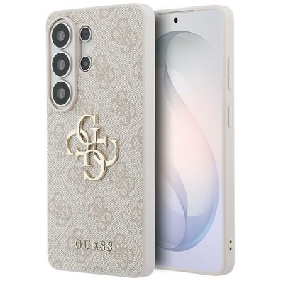Guess Hülle rosa Galaxy S26 Ultra Kunstleder Big Logo goldfarben Metall
