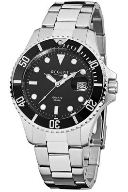 Regent Herrenuhr Quarz Stahl/Schwarz F-371