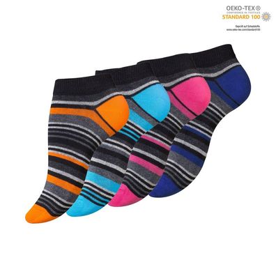 Neu 4 Paar Damen Sneaker Socken Füßlinge Söckchen bunt geringelt Baumwolle 4068