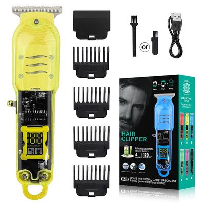 Transparenter Elektrischer Herren-Barttrimmer Kabellos mit Verstellbarem Begrenzungsk