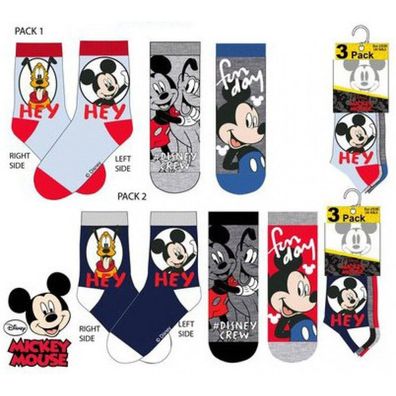 Neu 3 Paar Disney Mickey Maus-Goofy Kinder Socken Strümpfe Gr.23-34 Baumwolle HU0658