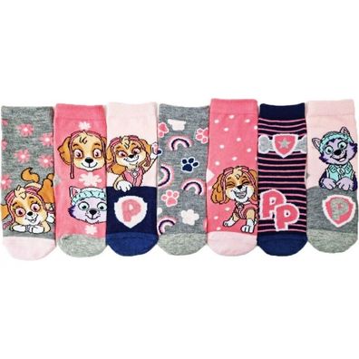 Neu 7 Paar Paw Patrol Kindersocken Skye & Everest Gr.31-34 Baumwolle Mädchen Socken