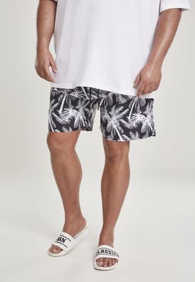 Urban Classics Badehose Pattern Swim Shorts Palm/White